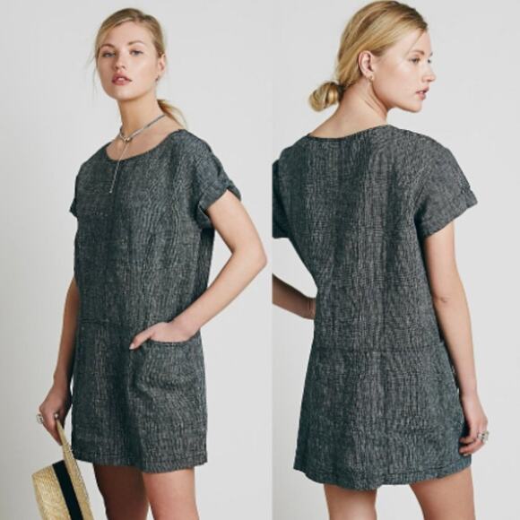 Free People Endless Shore Linen Pocket Mini Dress - Picture 1 of 6
